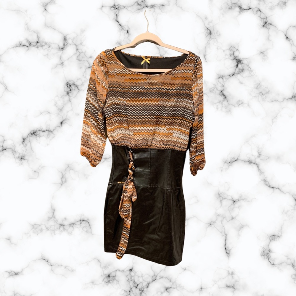 Dress With Leather Skirt